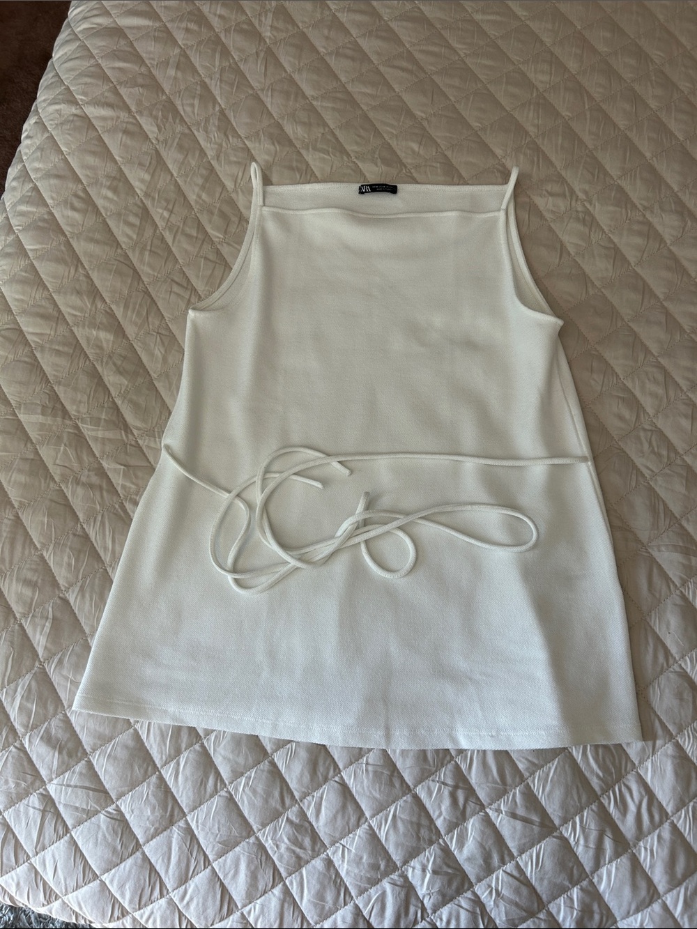 Zara Cream Spaghetti-Strap Tie-Waist Camisole